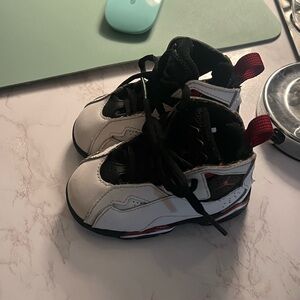 Jordan Kids Black and White Sneakers with Red Accents
